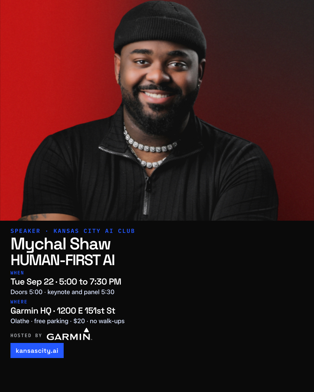 Sep 22 blue speaker card, Mychal Shaw